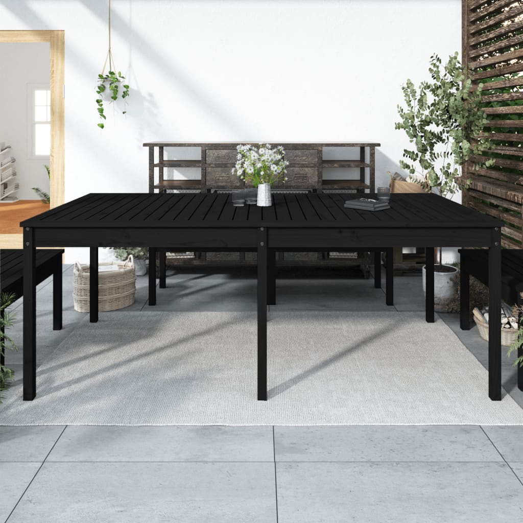 Vetonek Mesa de jardín madera maciza de pino negro 203,5x100x76 cm