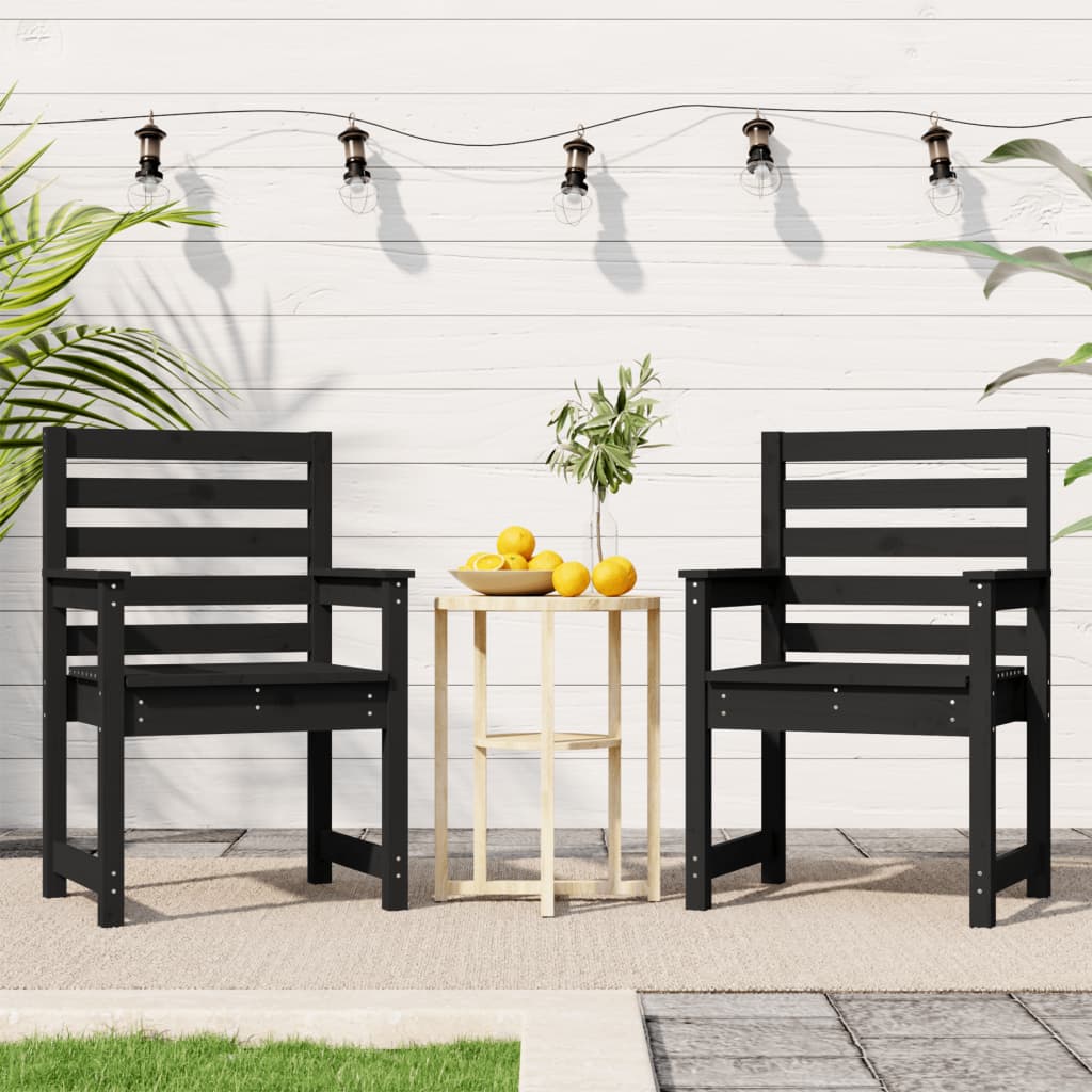 Sedie da giardino 2 UDS Wood Maciza Nero Pino 60x48x91 cm