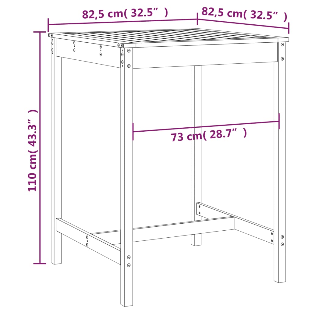 Schall Holzgarten Tabelle 82.5x82,5x110 cm