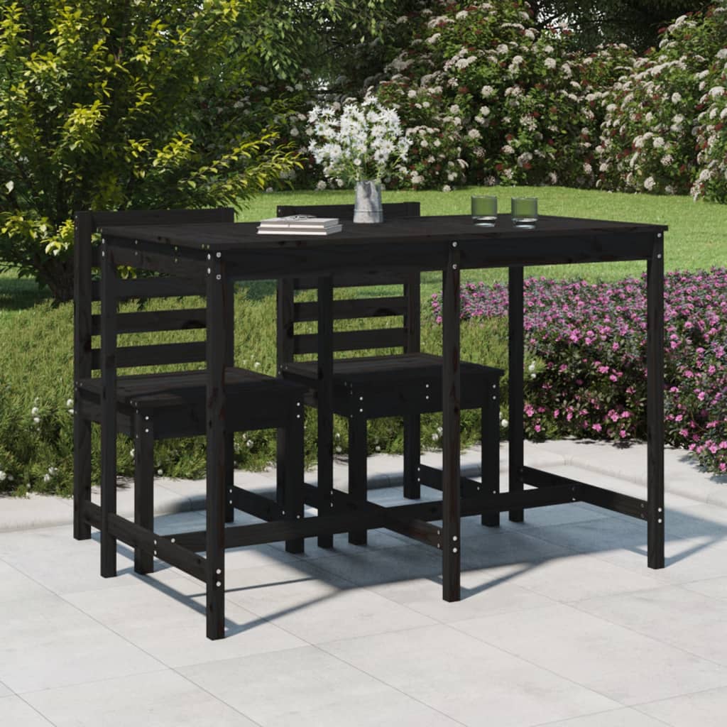 Vetonek Mesa de jardín madera maciza pino negro 159,5x82,5x110 cm