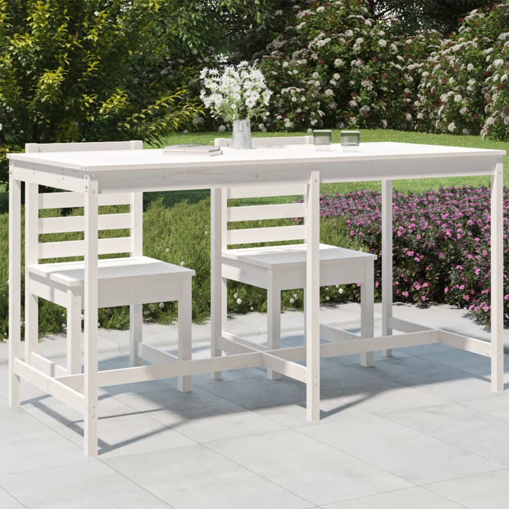 Vetonek Mesa de jardín madera maciza de pino blanca 203,5x90x110 cm