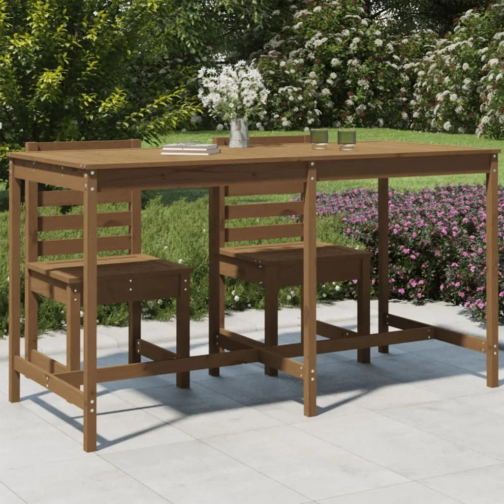 Vetonek Mesa de jardín madera maciza pino marrón miel 203,5x90x110 cm