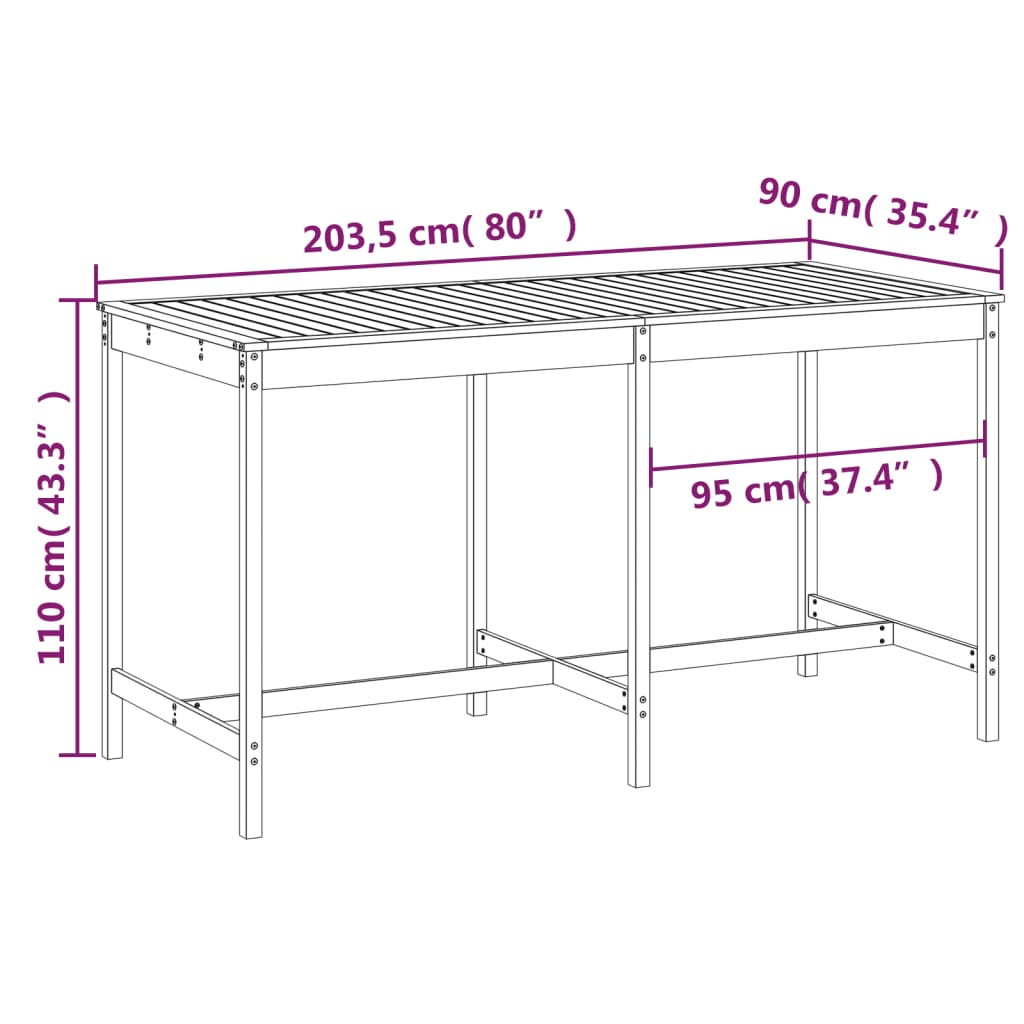 Bureau brun en bois sonore 203,5x90x110 cm