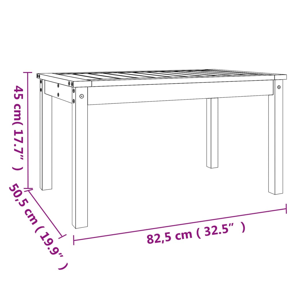 Mesa de jardín madera maciza de pino 82,5x50,5x45 cm