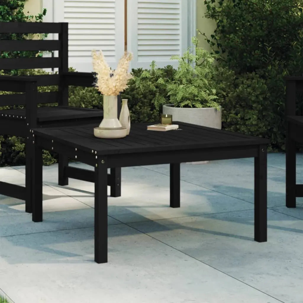 Vetonek Mesa de jardín madera maciza pino negro 82,5x82,5x45 cm