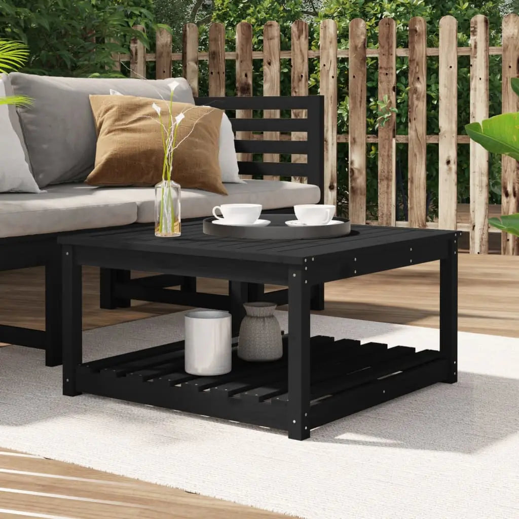 Vetonek Mesa de jardín madera maciza pino negro 82,5x82,5x45 cm