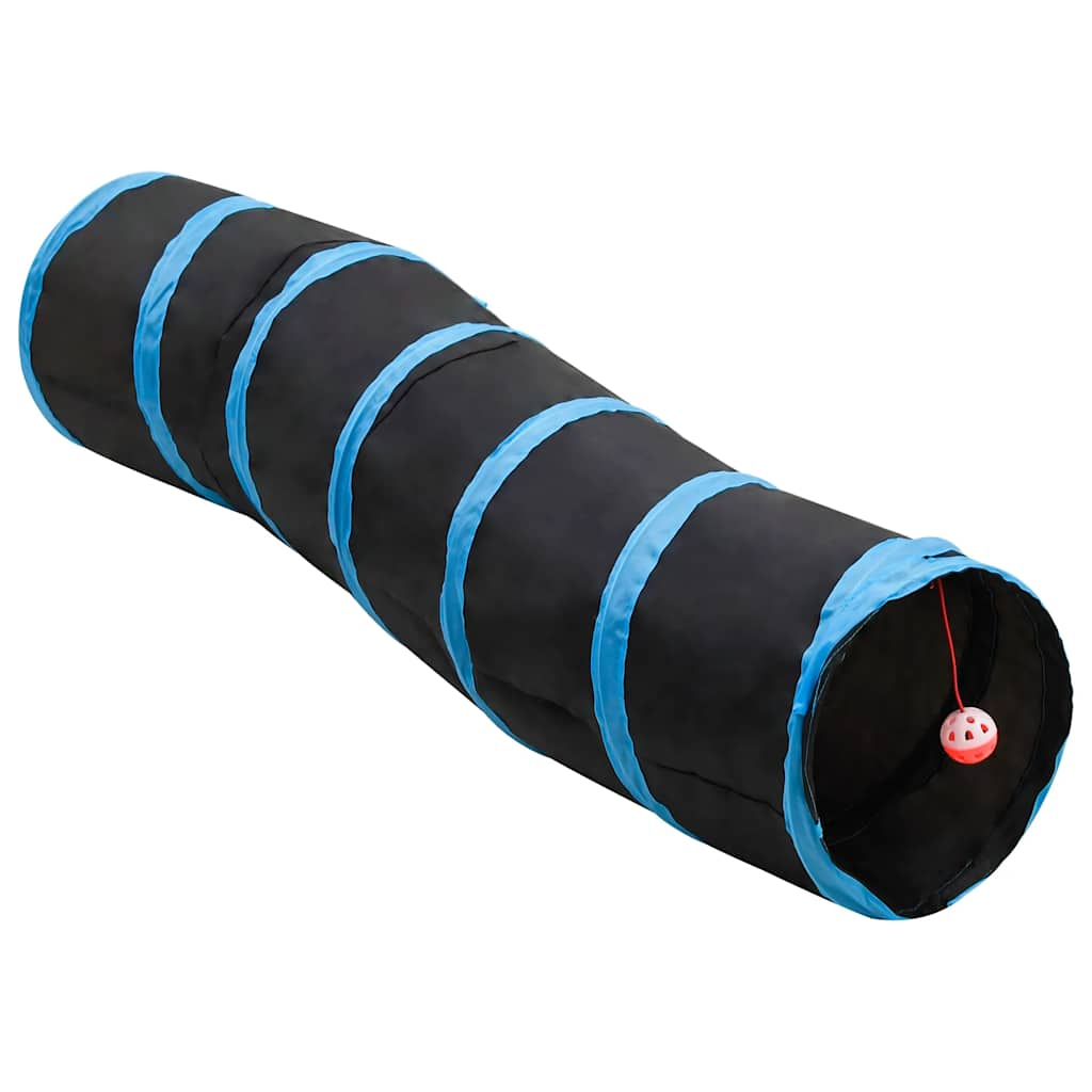 Vetonek Túnel para gatos con forma de S poliéster negro y azul 122 cm