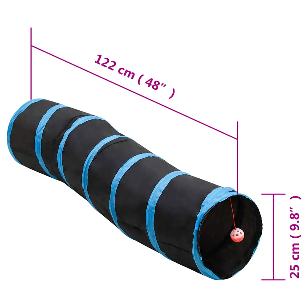 Tunnel di gatti a forma di poliestere nero e blu 122 cm