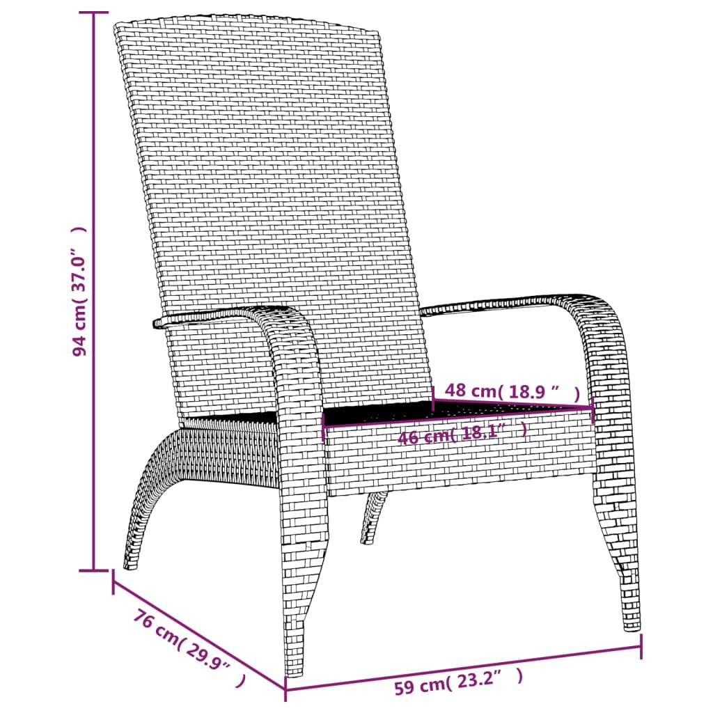 Sedia da giardino Adirondack Black sintetico