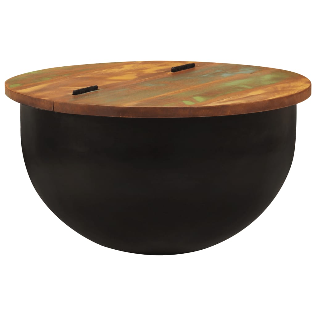 Vetonek Mesa de centro de madera maciza reciclada negra 50x27 cm