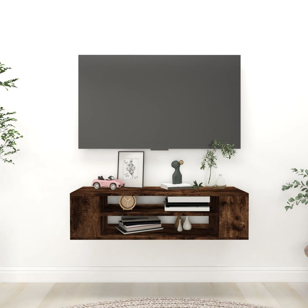 Vetonek Mueble de TV colgante madera roble ahumado 100x30x26,5 cm