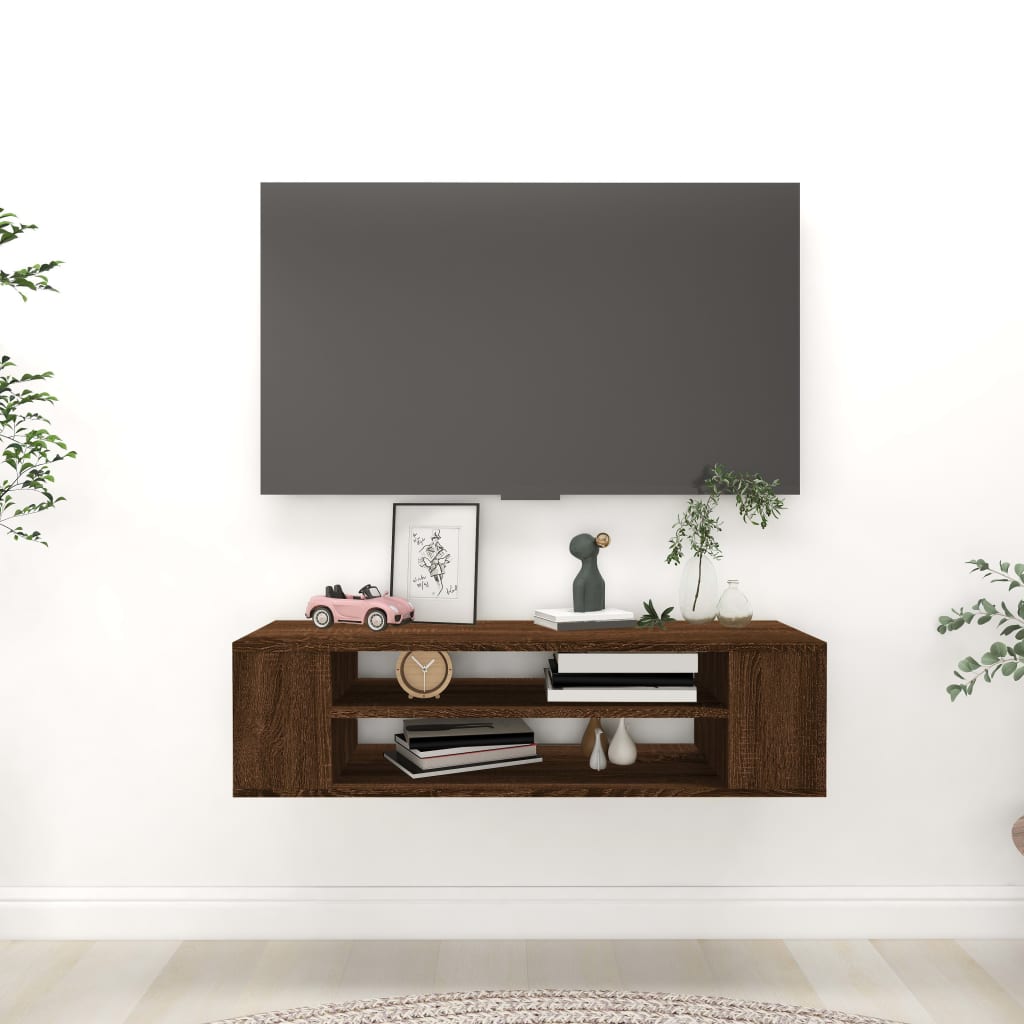 Vetonek Mueble de TV colgante madera marrón roble 100x30x26,5 cm