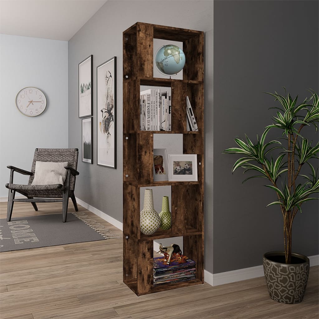 Smoked oak wood shelf 45x24x160 cm