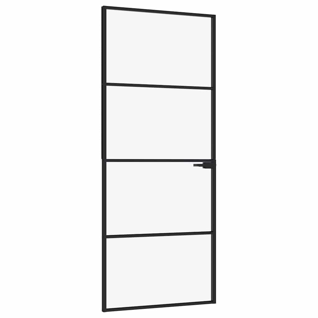 Puerta Interior Vidrio Templado y Aluminio Negro 83x201,5 cm