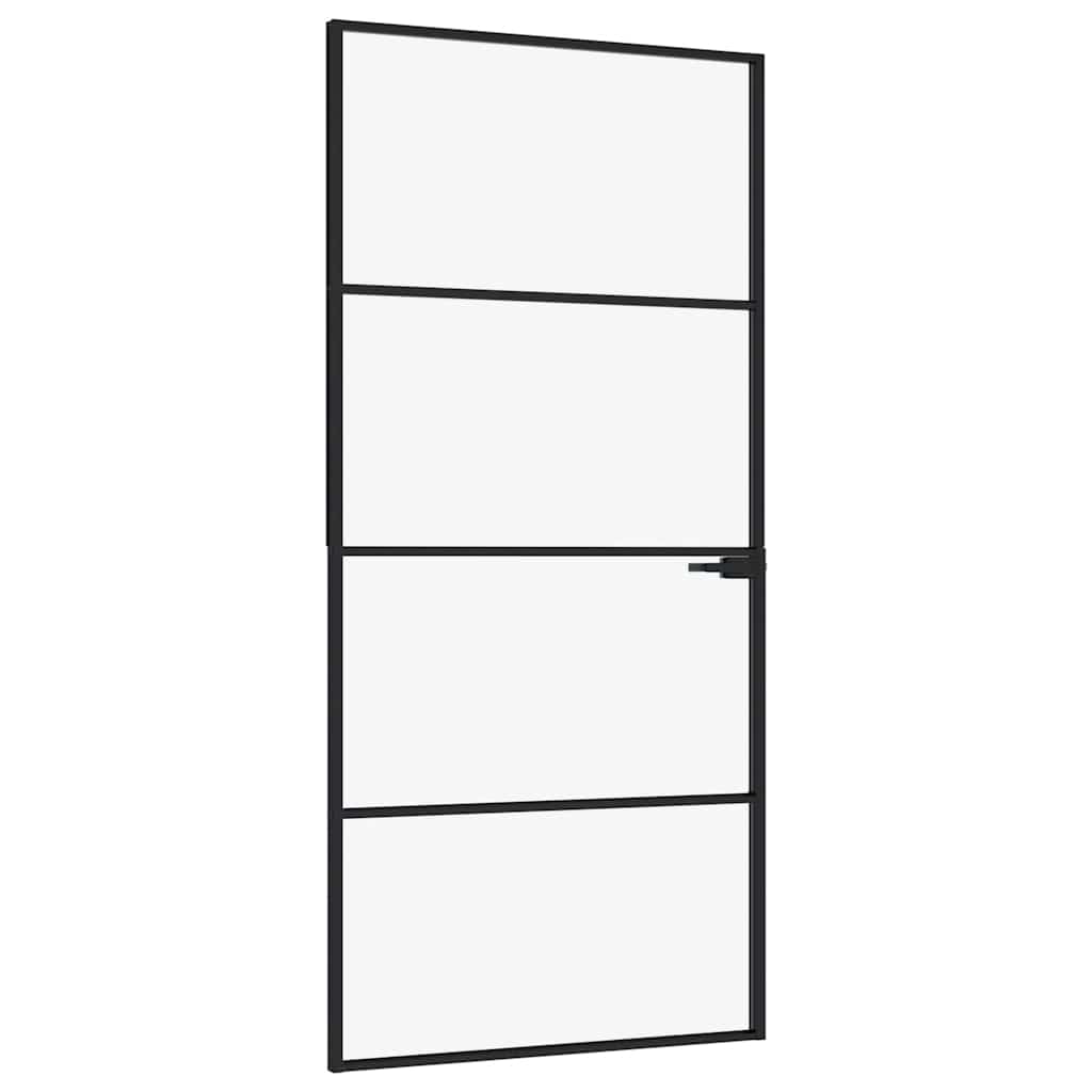 Puerta Interior Vidrio Templado y Aluminio Negro 93x201,5 cm