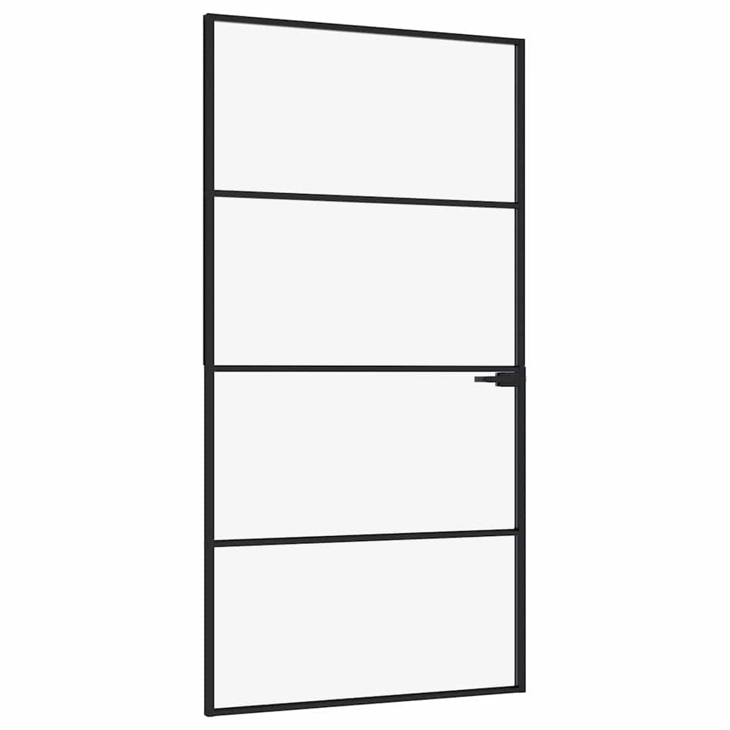 Puerta Interior Vidrio Templado y Aluminio Negro 102x201,5 cm