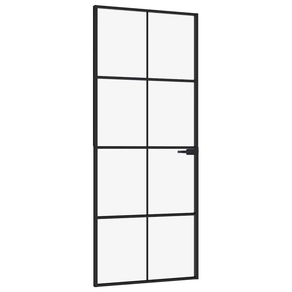 Puerta Interior Vidrio Templado y Aluminio Negro 83x201,5 cm