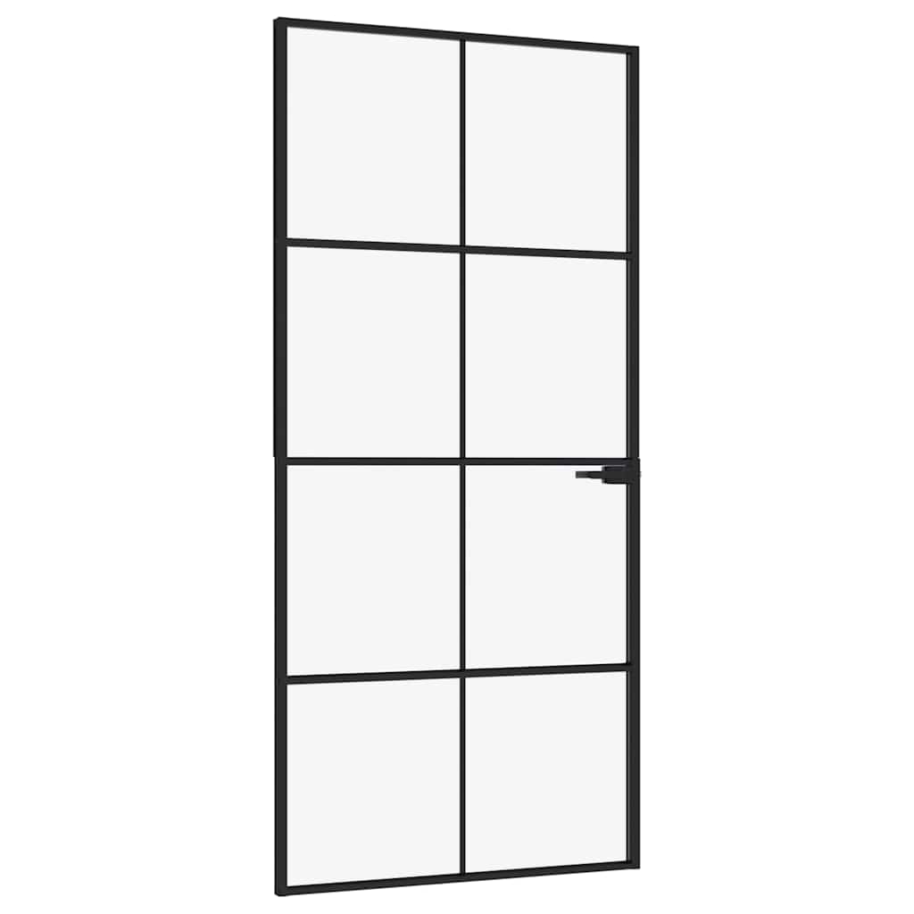 Puerta Interior Vidrio Templado y Aluminio Negro 93x201,5 cm