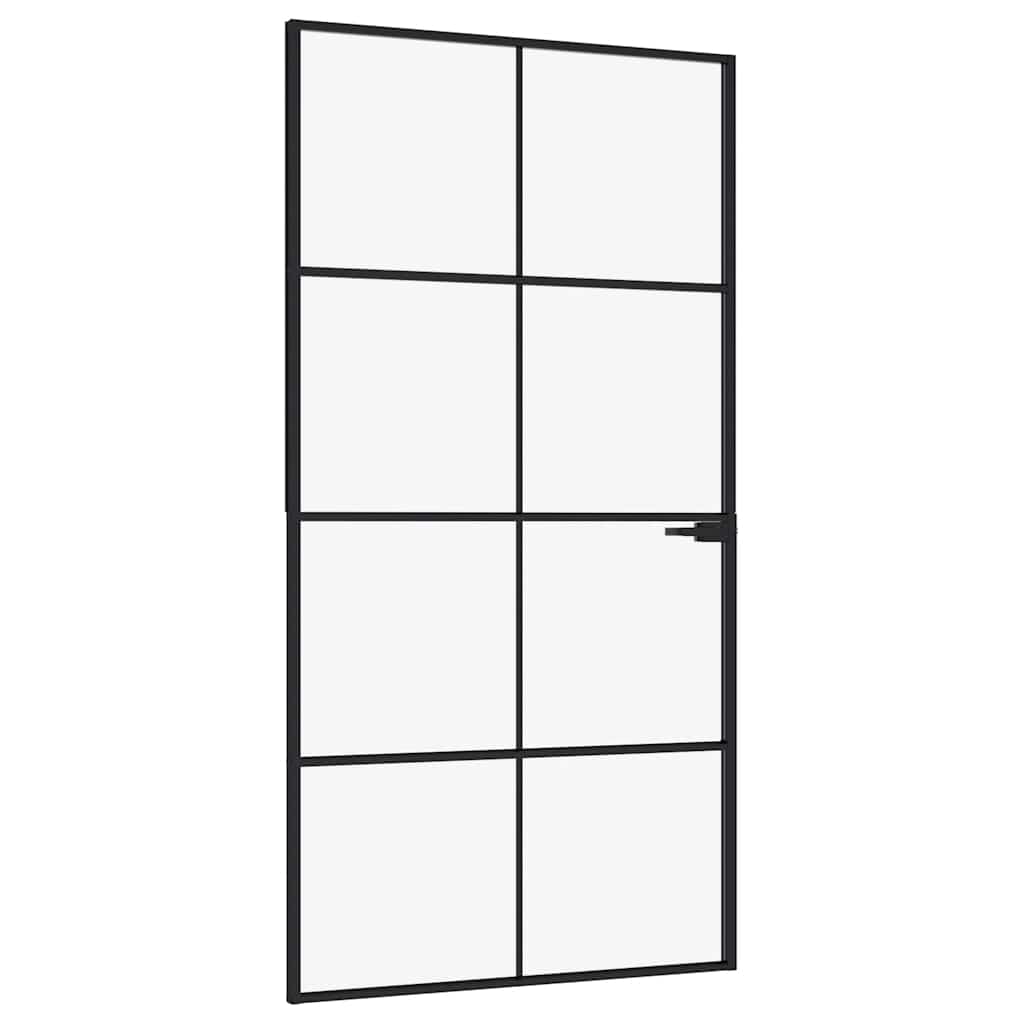 Puerta Interior Vidrio Templado y Aluminio Negro 102x201,5 cm