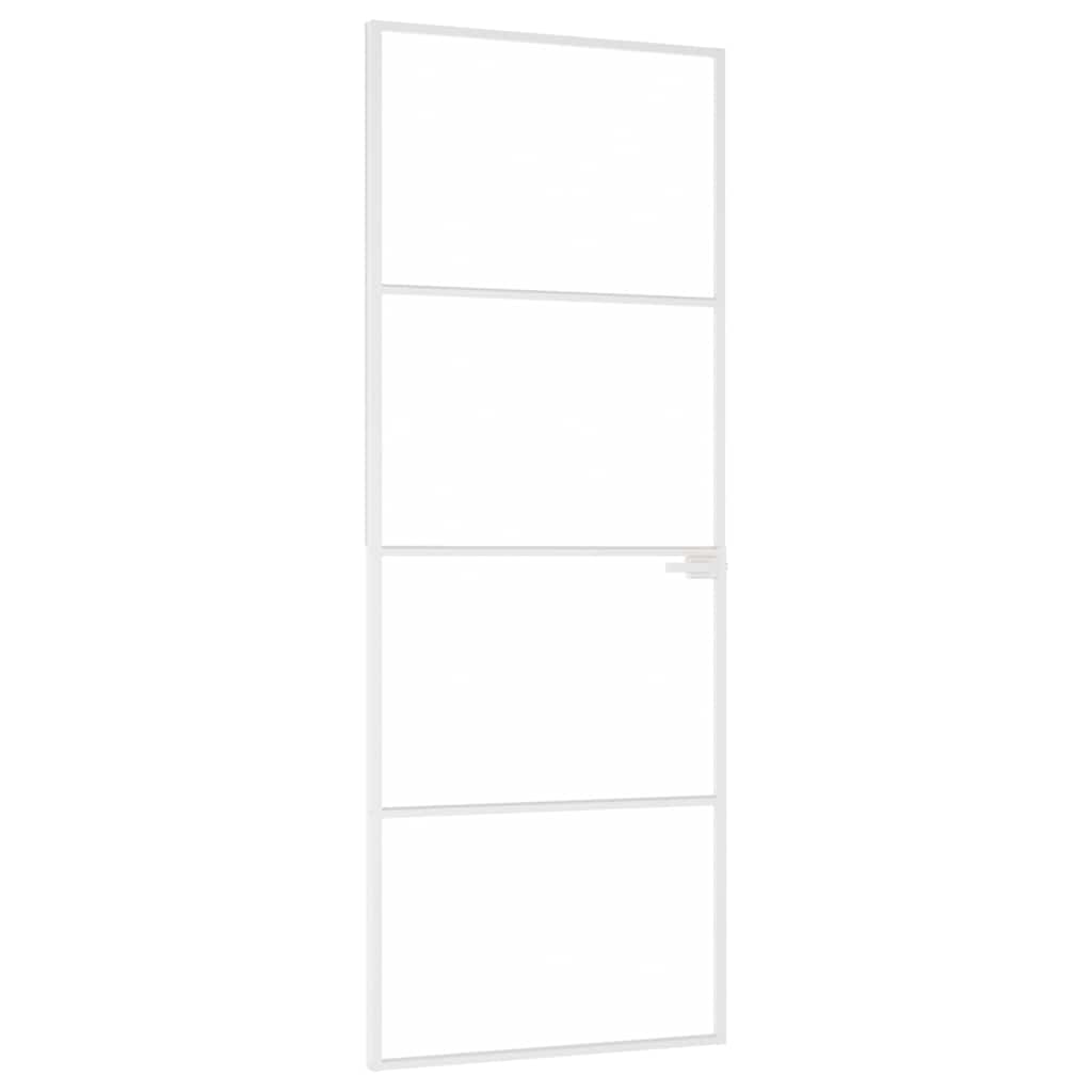 Puerta Interior Vidrio Templado y Aluminio Blanco 76x201,5cm