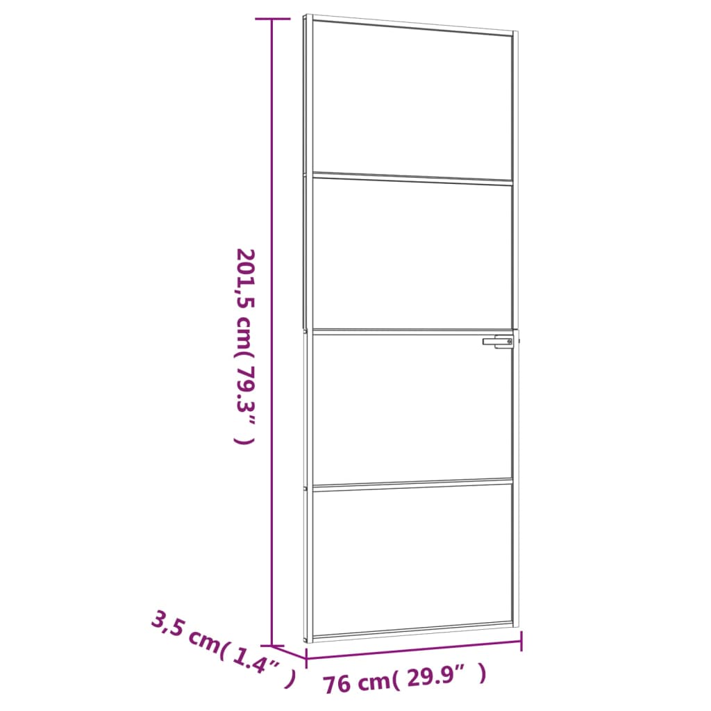 Verre tempérée de porte intérieure et aluminium blanc 76x201.5 cm