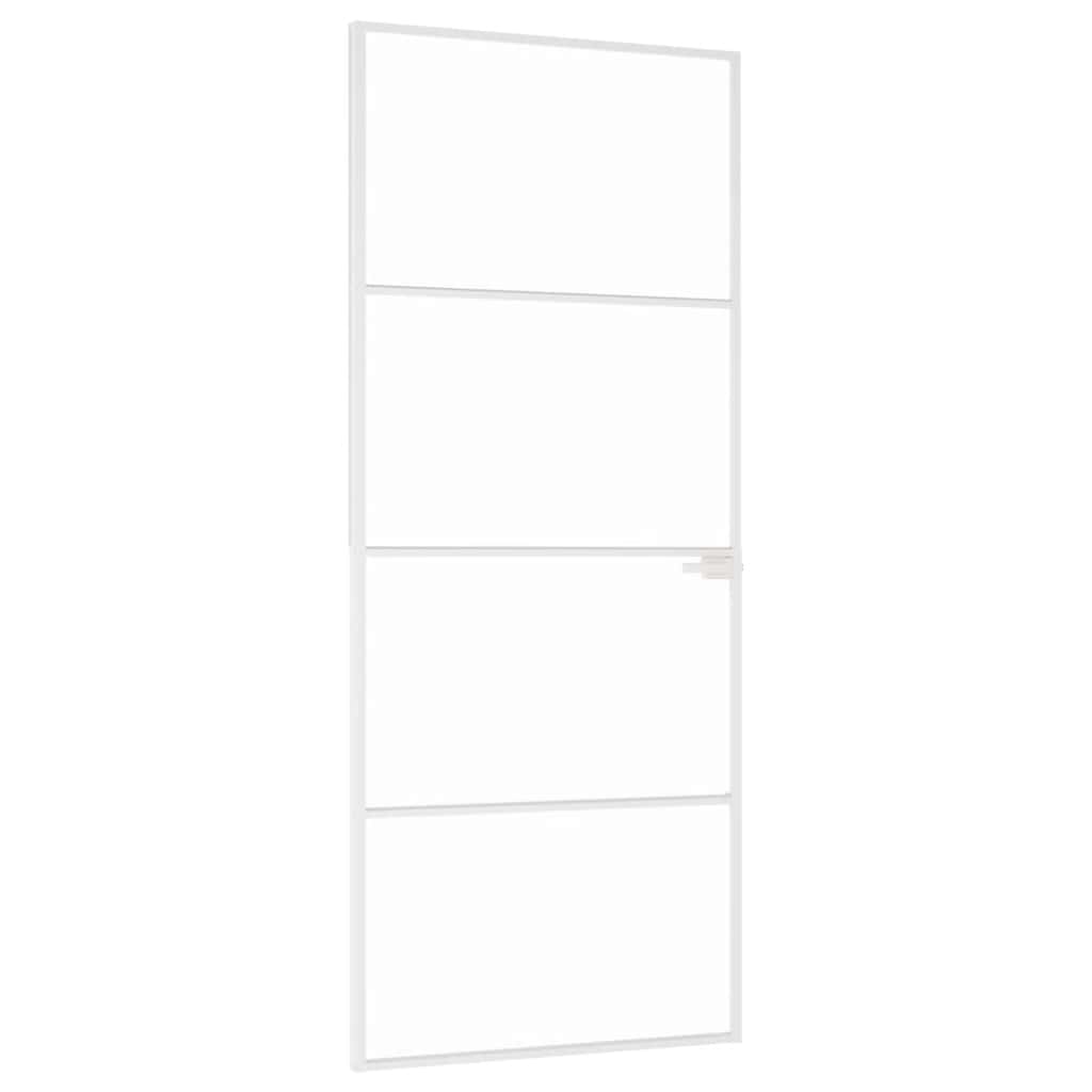 Puerta Interior Vidrio Templado y Aluminio Blanco 83x201,5cm