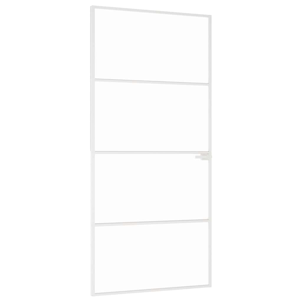 Puerta Interior Vidrio Templado y Aluminio Blanco 93x201,5cm