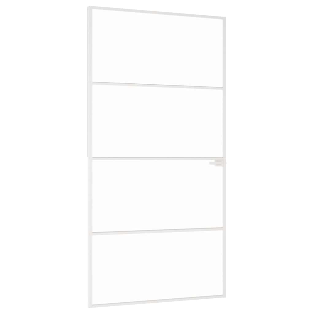 Puerta Interior Vidrio Templado y Aluminio Blanco 102x201,5 cm