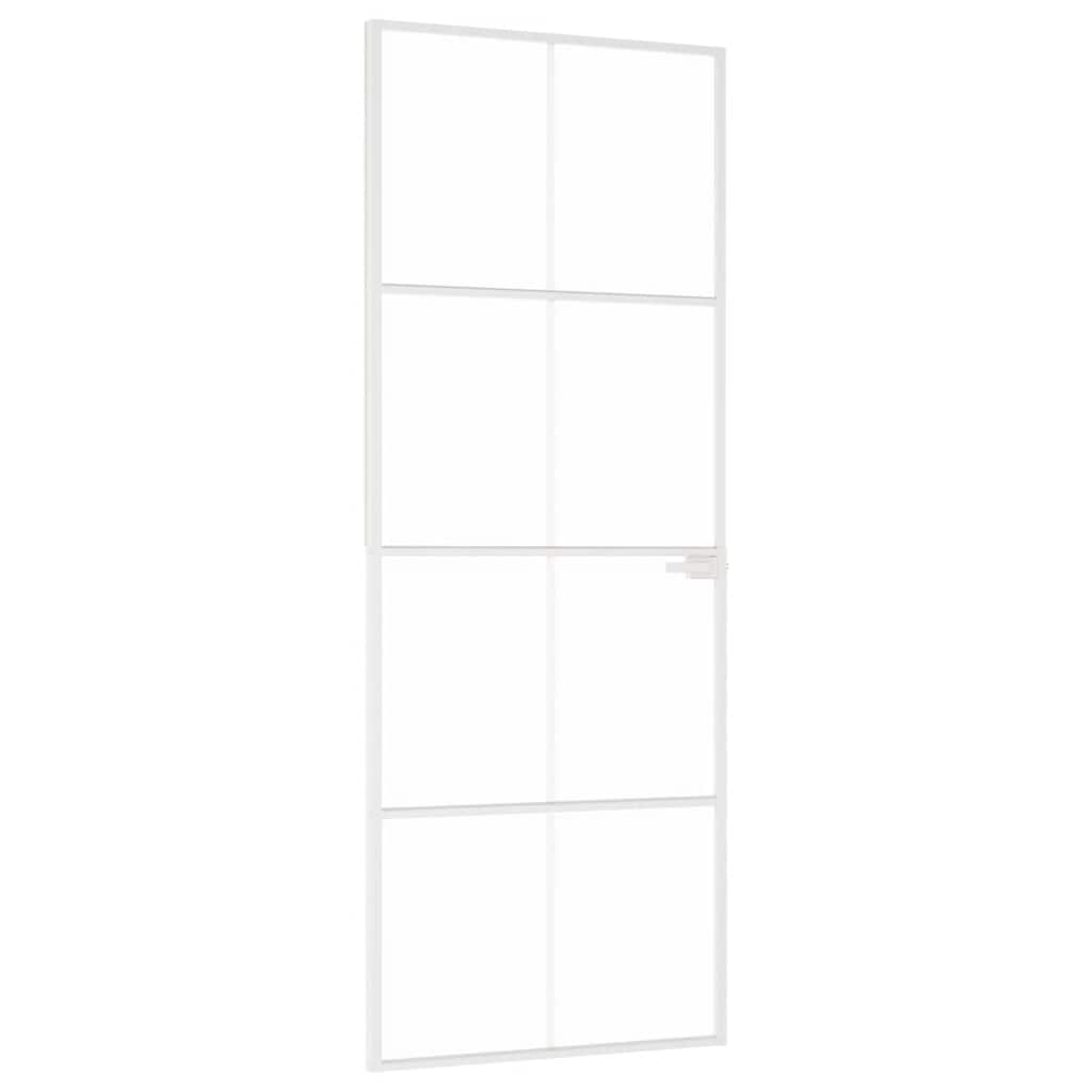 Puerta Interior Vidrio Templado y Aluminio Blanco 76x201,5cm