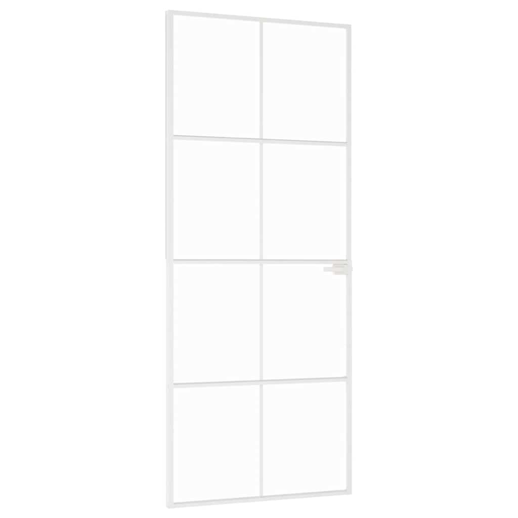 Puerta Interior Vidrio Templado y Aluminio Blanco 83x201,5cm