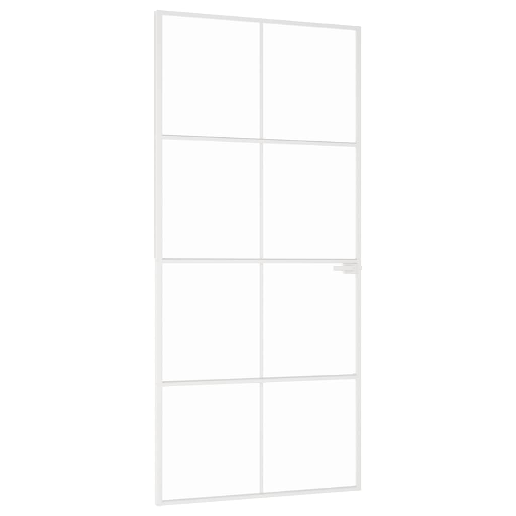 Puerta Interior Vidrio Templado y Aluminio Blanco 93x201,5cm