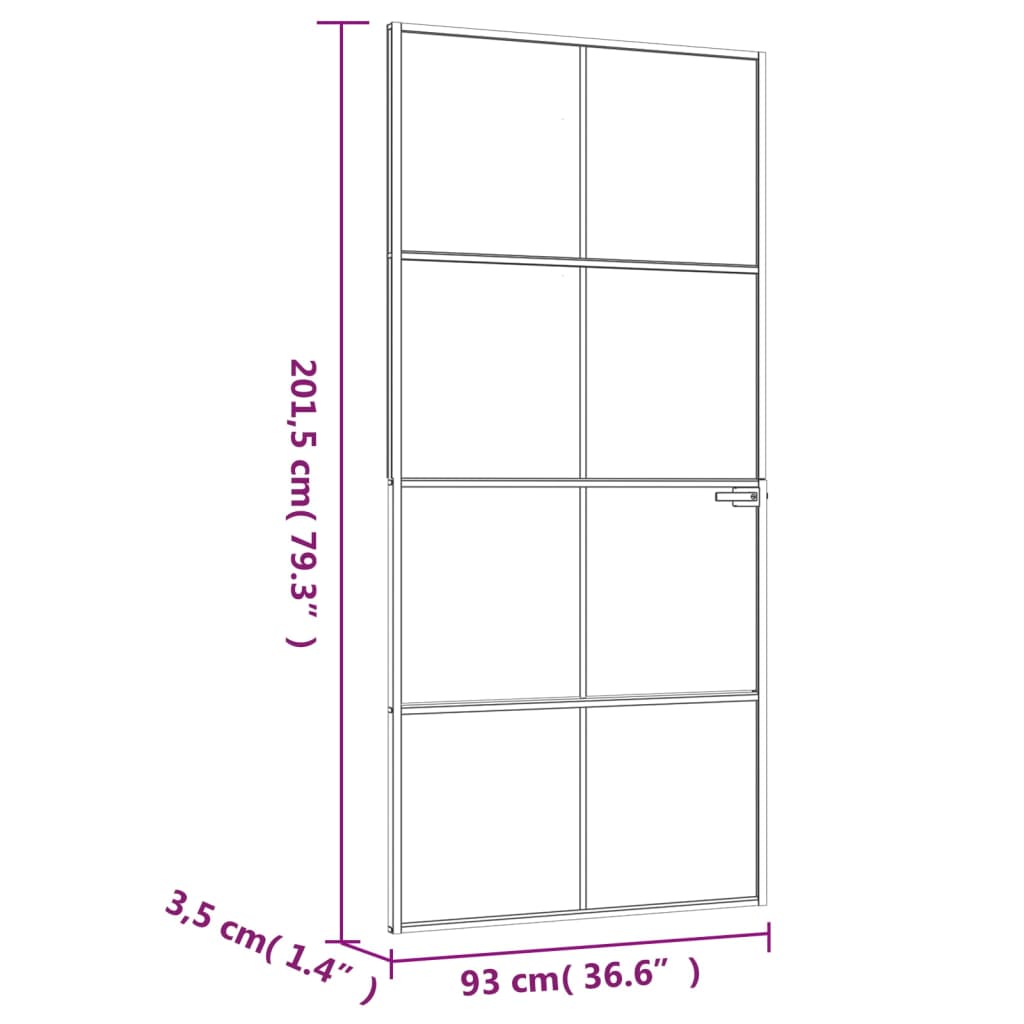 Puerta de interior vidrio templado y aluminio blanco 93x201,5cm vidaXL