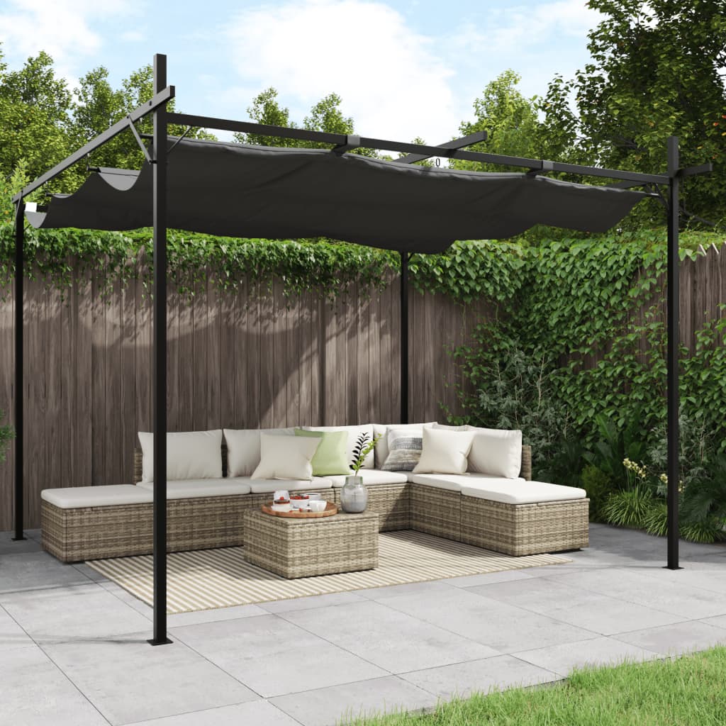 Vetonek Pérgola con cubierta retráctil gris antracita 295x292x230 cm