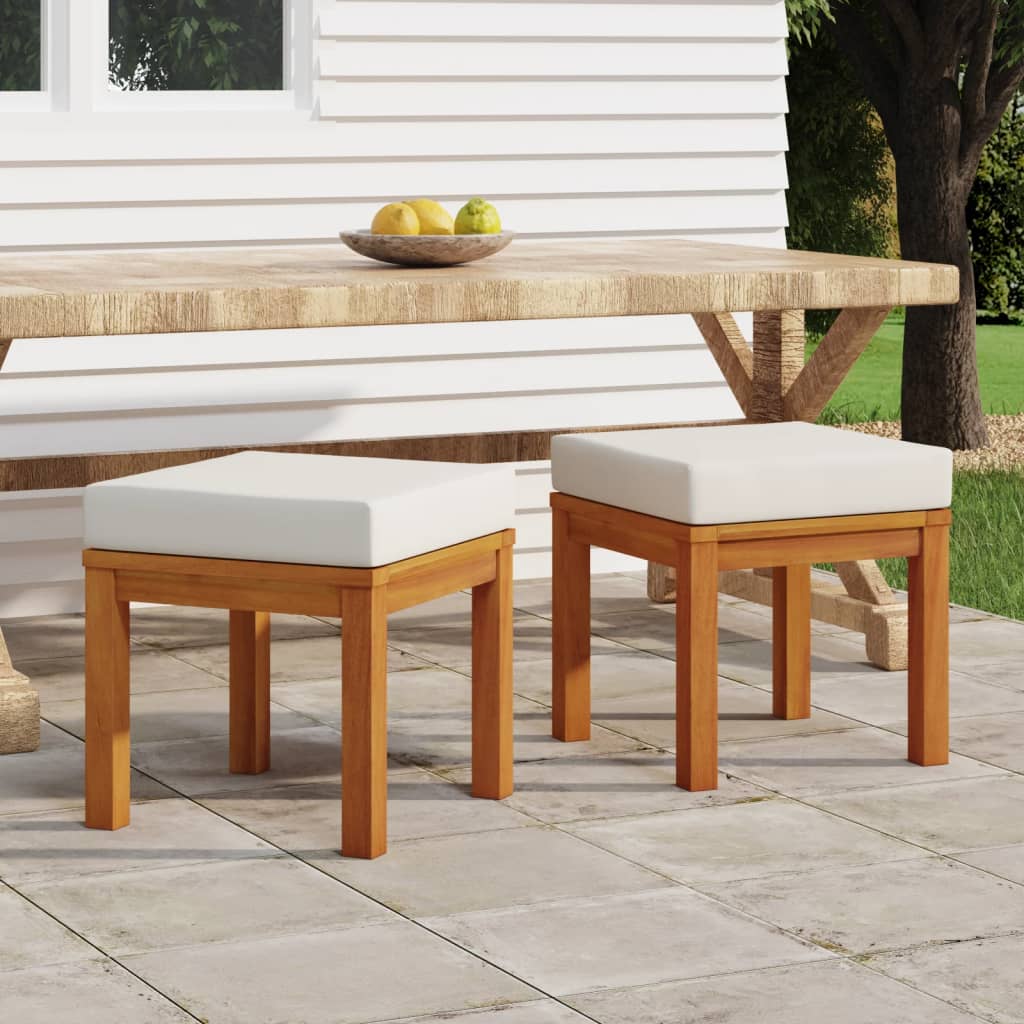 Vetonek Taburetes de jardín con cojines 2 uds madera acacia 40x40x42 cm