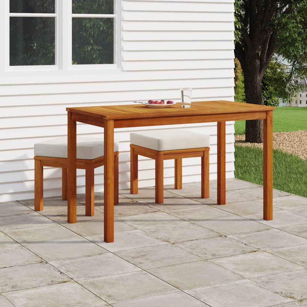 Vetonek Set de comedor para jardín 3 piezas con cojines madera acacia