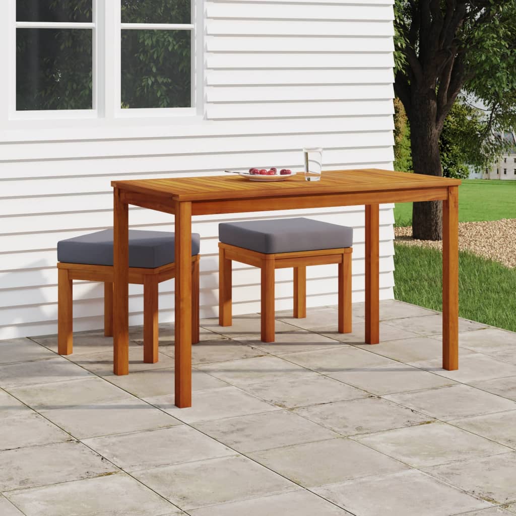 Vetonek Set de comedor para jardín 3 piezas con cojines madera acacia