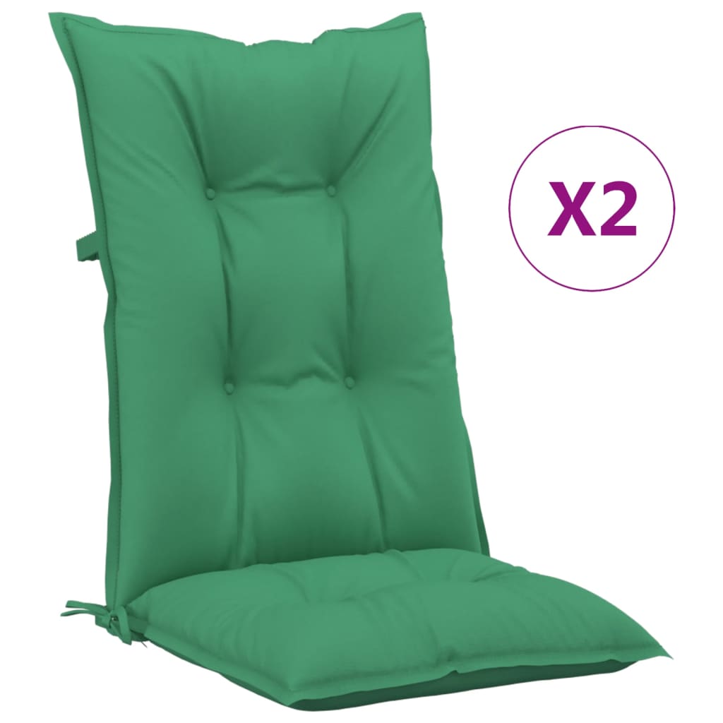 High back garden chair cushion 2 pcs green fabric 120x50x7cm V6580 Vetonek
