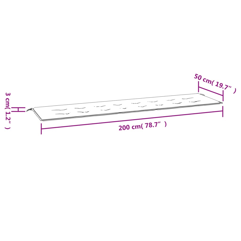 Cuscino Vidaxl per tessuto turchese per banchi da giardino 200x50x3 cm