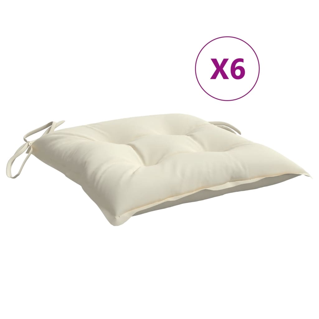 Almofadas de cadeira de jardim 6 UDS Oxford Taber Creme 40x40x7 cm