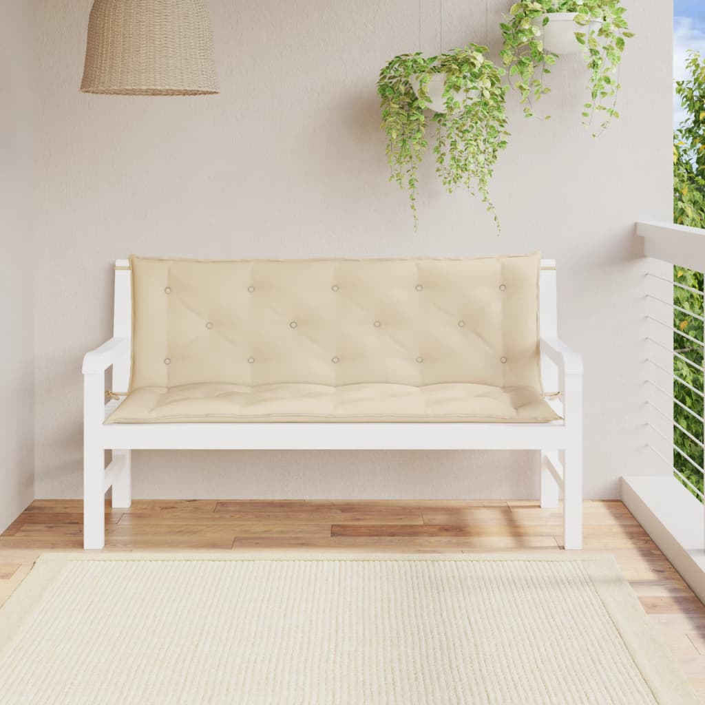 Vetonek Cojines de banco de jardín 2 uds tela Oxford beige 150x50x7 cm