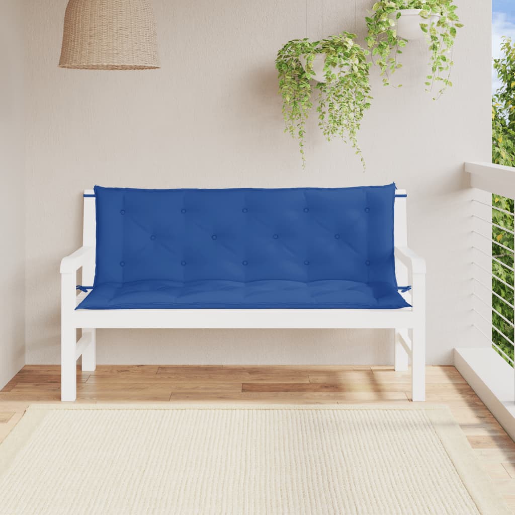 Vetonek Cojines de banco de jardín 2 uds tela Oxford azul 150x50x7 cm