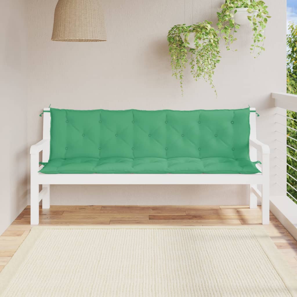 Vetonek Cojines de banco de jardín 2 uds tela Oxford verde 180x50x7 cm