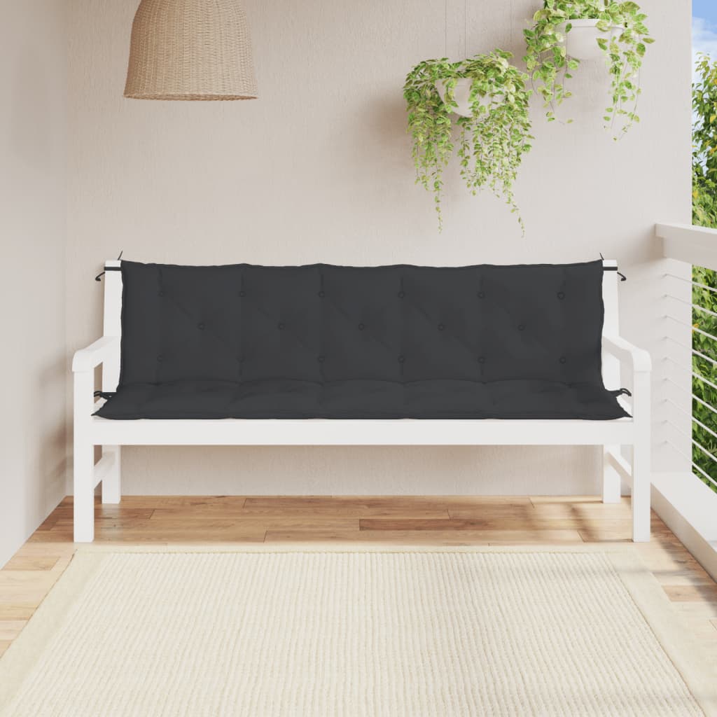 Vetonek Cojines de banco de jardín 2 uds tela Oxford negro 180x50x7 cm