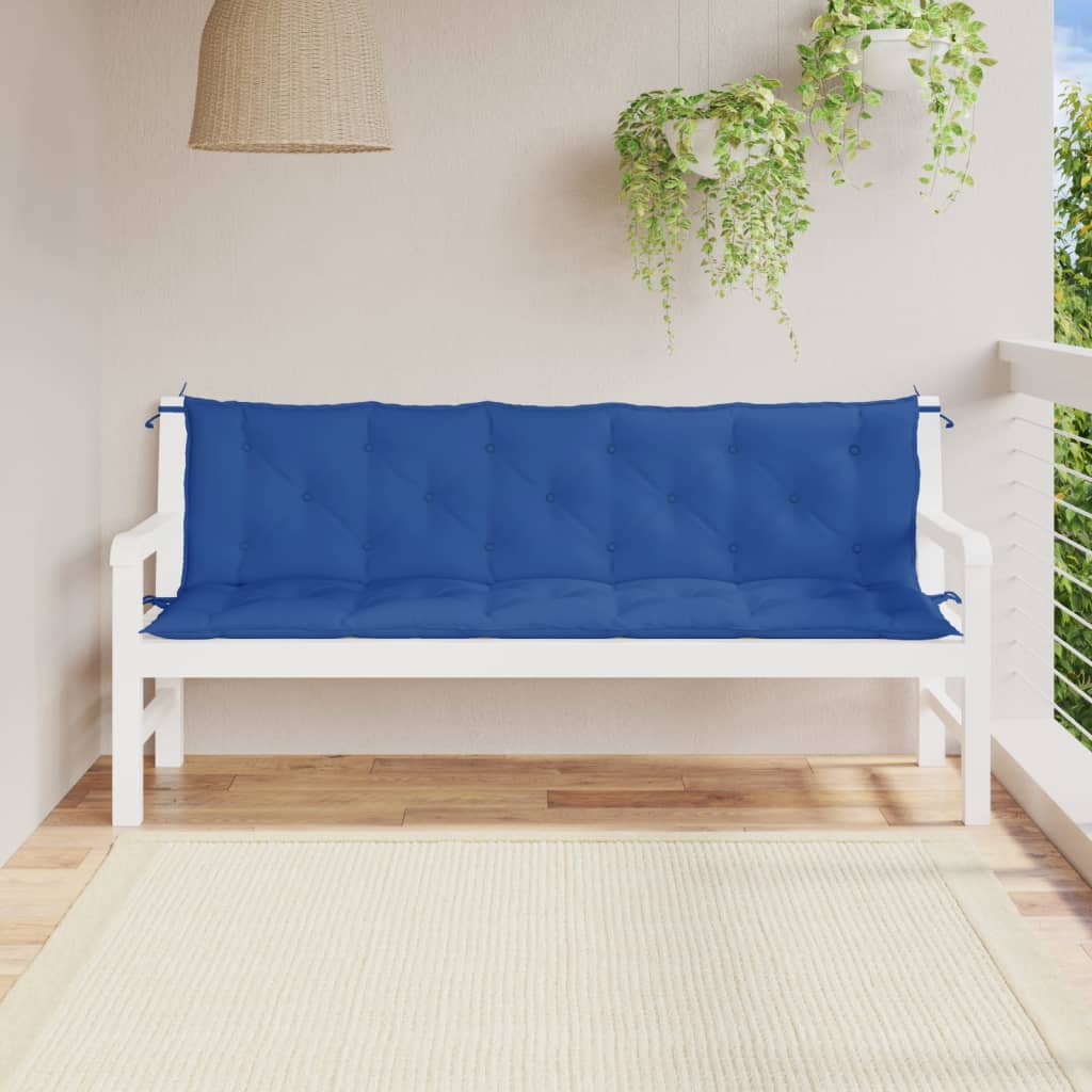 Vetonek Cojines de banco de jardín 2 uds tela Oxford azul 180x50x7 cm