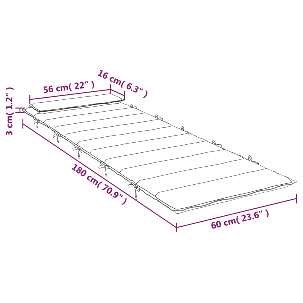 LOOP CUSHION Oxford Taber em listras azuis e brancas 180x60x3 cm