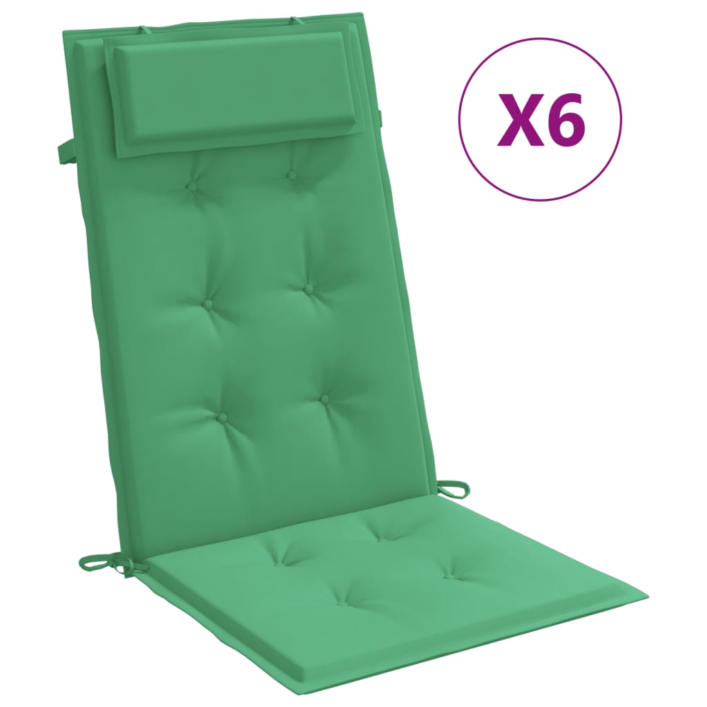 Cojines de silla con respaldo alto 6 uds tela Oxford verde