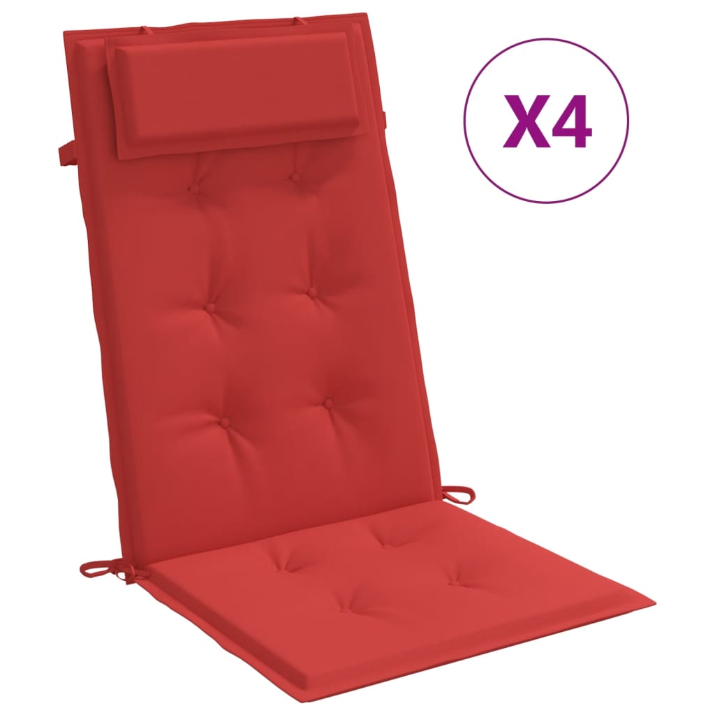 Cojines de silla con respaldo alto 4 uds tela Oxford rojo