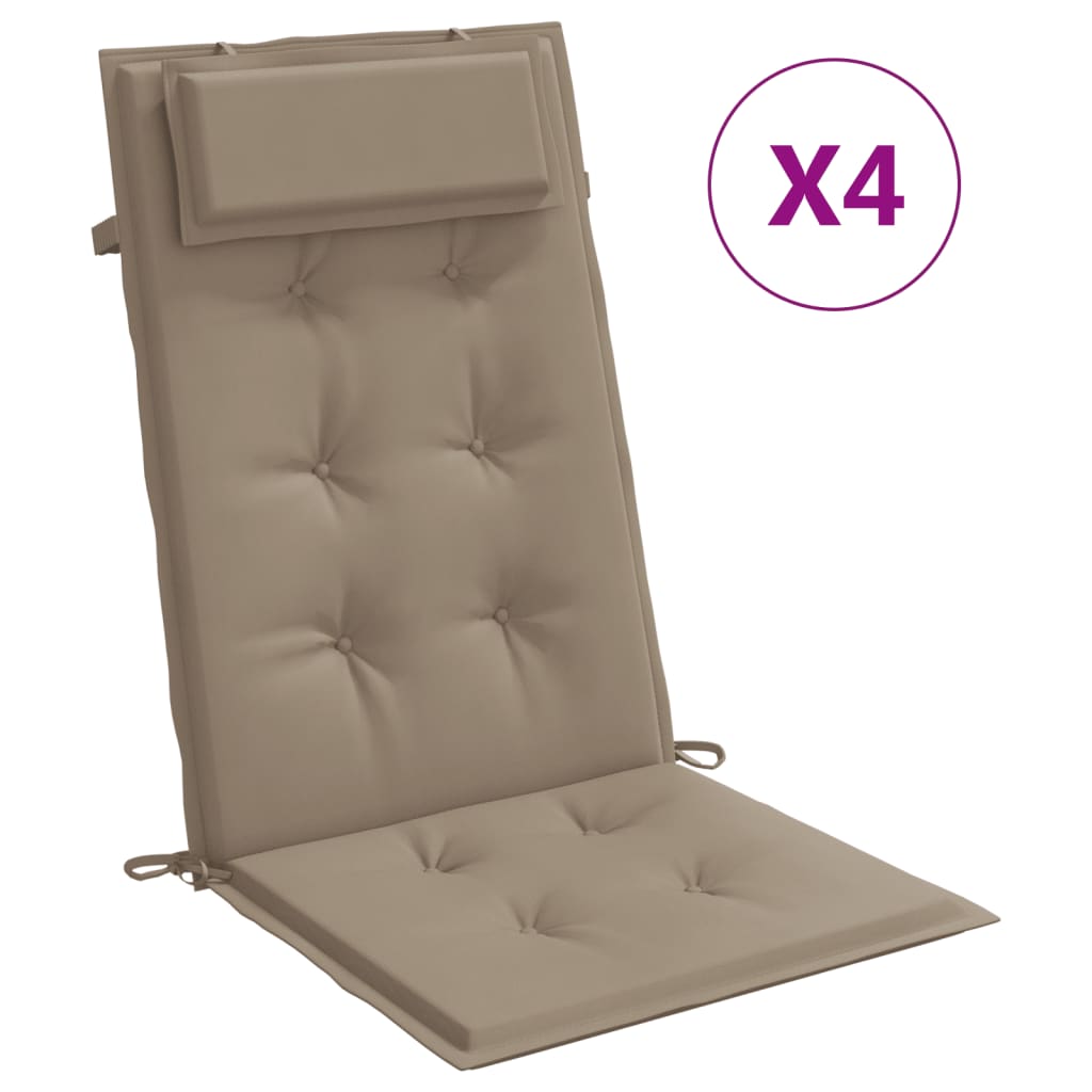 Cojines de silla con respaldo alto 4 uds tela Oxford gris taupe