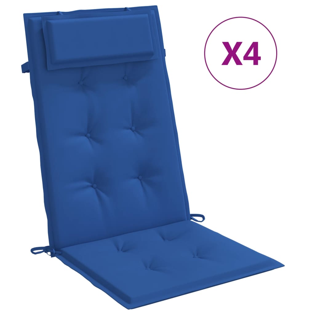 Cojines de silla con respaldo alto 4 uds tela Oxford azul klein