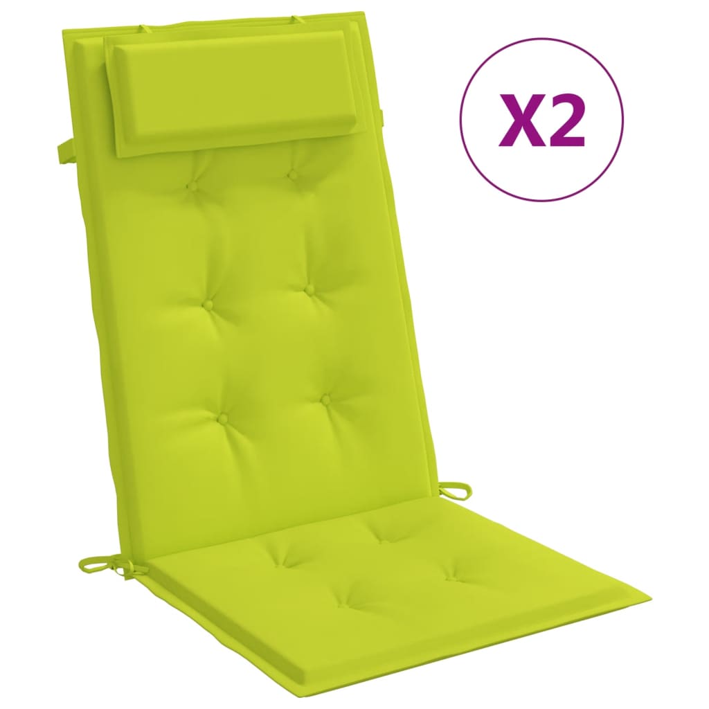 Cojines de silla respaldo alto 2 uds tela Oxford verde brillo